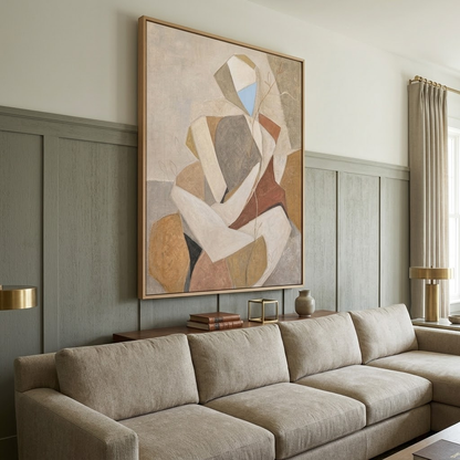 Wabi Sabi Abstract Painting With Earthy Tones For Modern Living Room Decor