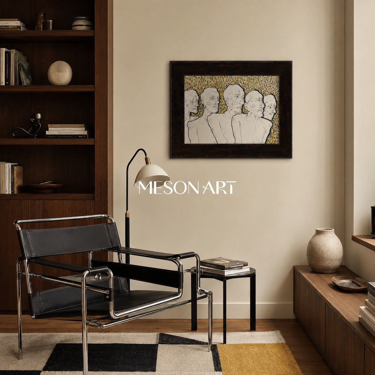 White And Gold Painting Original Contemporary Art Rectangular Wall Decor For Living Room By Mesonart