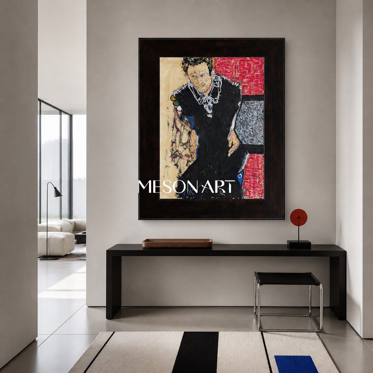 Black And Red Contemporary Painting Original Artist Statement Artwork Rectangular Wall Decor For Living Room By Mesonart