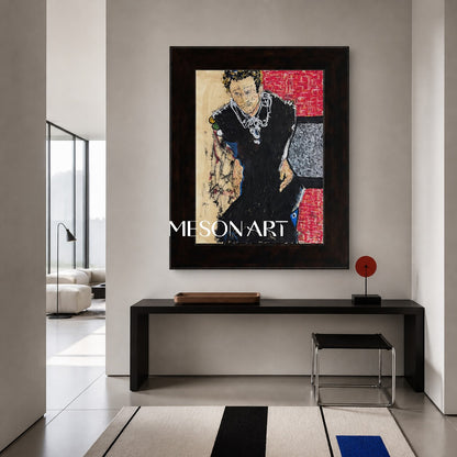Black And Red Contemporary Painting Original Artist Statement Artwork Rectangular Wall Decor For Living Room By Mesonart