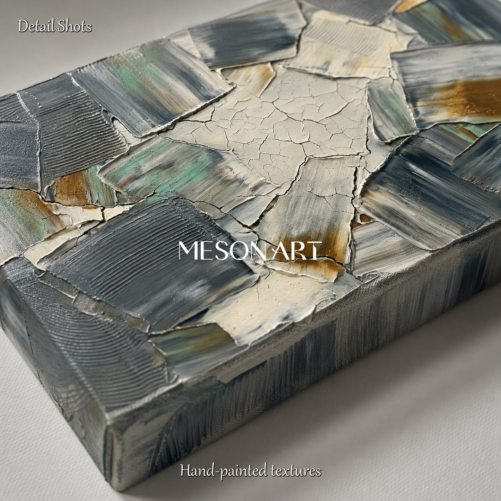 Green Wabi Sabi Wall Art Abstract Minimalist Painting With Cracked Texture For Living Room