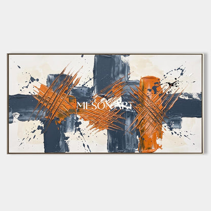 Orange And Black Abstract Painting Jackson Pollock Inspired Action Art By Mesonart