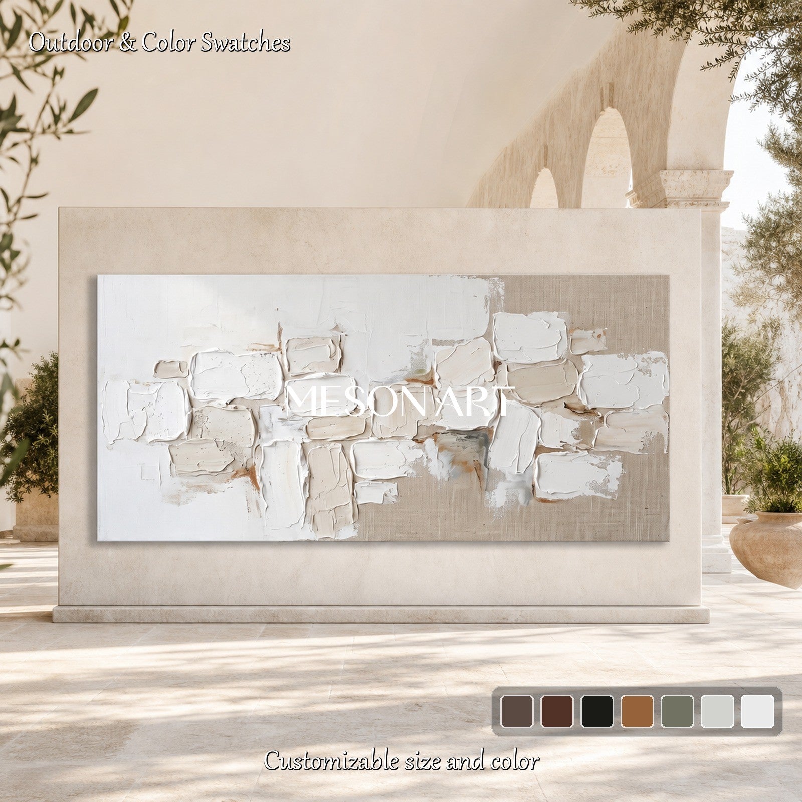 Minimalist Abstract Painting With Textured Relief For Modern Living Room Decor