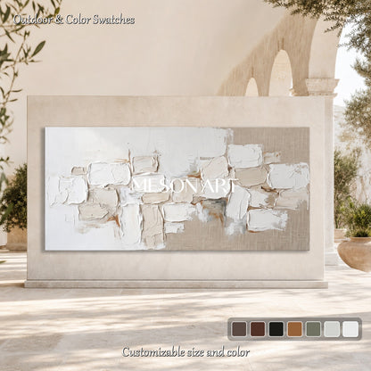 Minimalist Abstract Painting With Textured Relief For Modern Living Room Decor