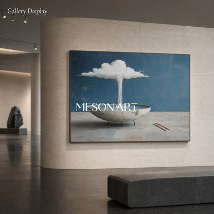 Surrealist Cloud Basin Painting With Soft Brushwork For Modern Living Room Decor