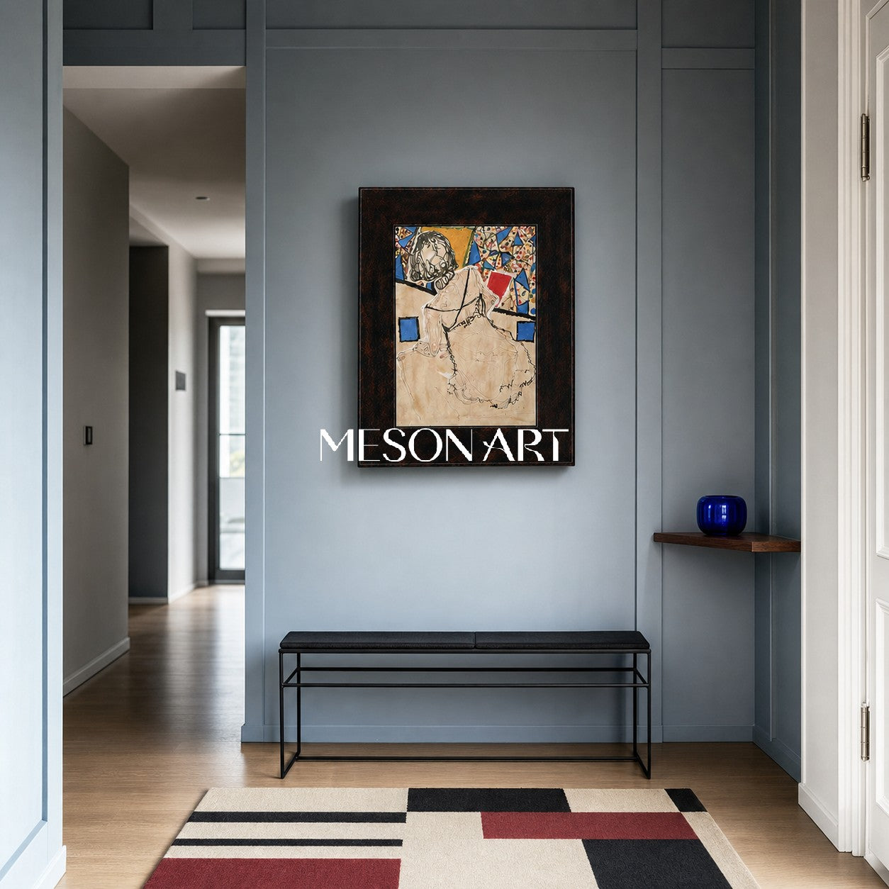 Modern Abstract Figure Painting With Geometric Patterns For Contemporary Living Spaces