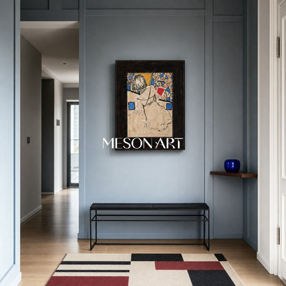 Modern Abstract Figure Painting With Geometric Patterns For Contemporary Living Spaces