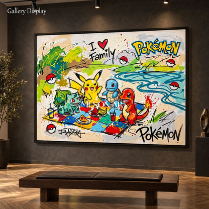 Yellow And Red Pop Art Painting Of Pikachu Pokemon Rectangular Wall Art By Mesonart