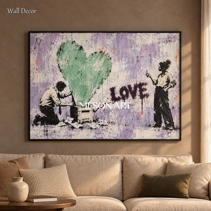 Purple And Green Abstract Graffiti Wall Art Large Rectangular Painting Original Artist By Mesonart
