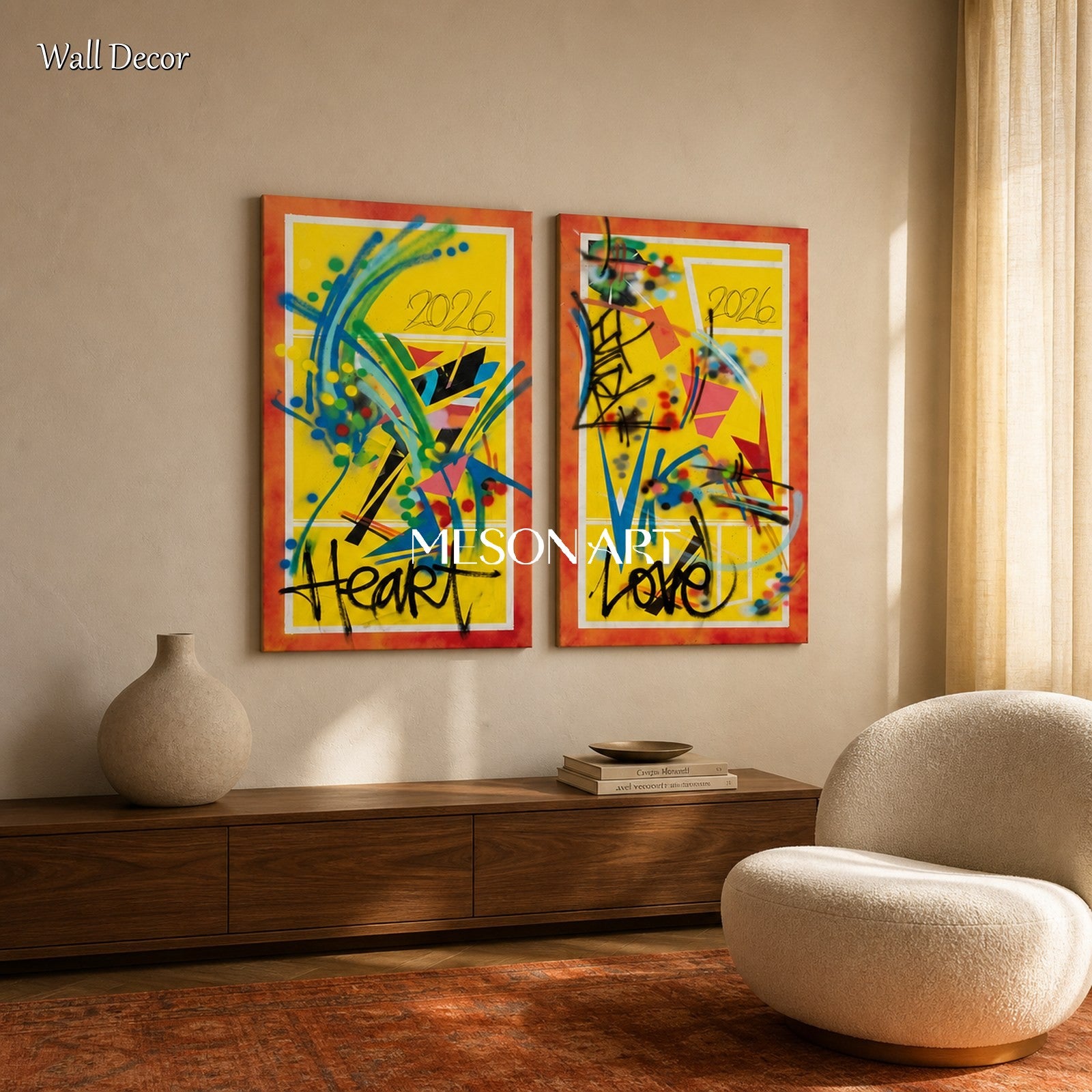 Yellow And Black Graffiti Painting Banksy Style Rectangular Wall Art For Living Room Original Artist By Mesonart