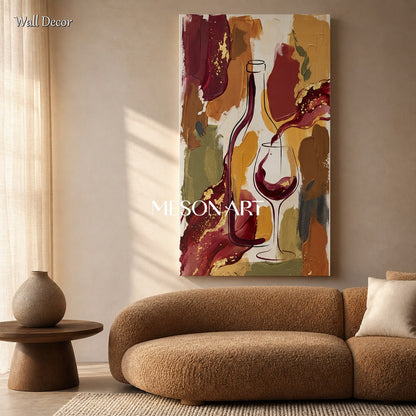 Red And Gold Figurative Painting Contemporary French Bistro Original Art By Mesonart
