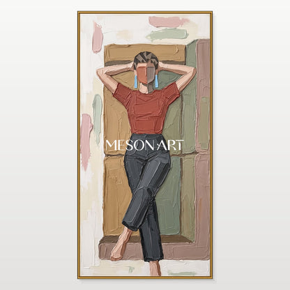 Brown And Black Minimalist Modern Portrait Painting Panoramic Wall Art For Living Room By Mesonart