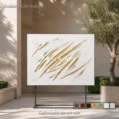 White And Gold Abstract Expressionism Painting Jackson Pollock Inspired Rectangular Wall Art For Living Room By Mesonart