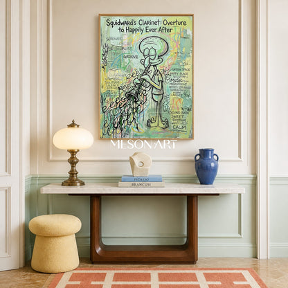 Green Pop Art Graffiti Cartoon Painting Rectangular Wall Art For Living Room By Mesonart