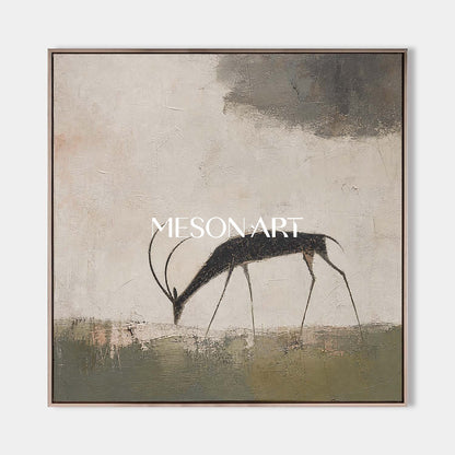 Minimalist Antelope Painting Abstract Animal Wall Art For Modern Living Room Decor