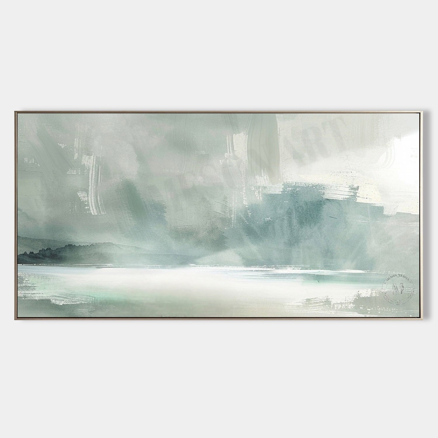 Large Green Landscape Canvas Art for Sale Wabi-Sabi Wall Art Green Landscape Painting