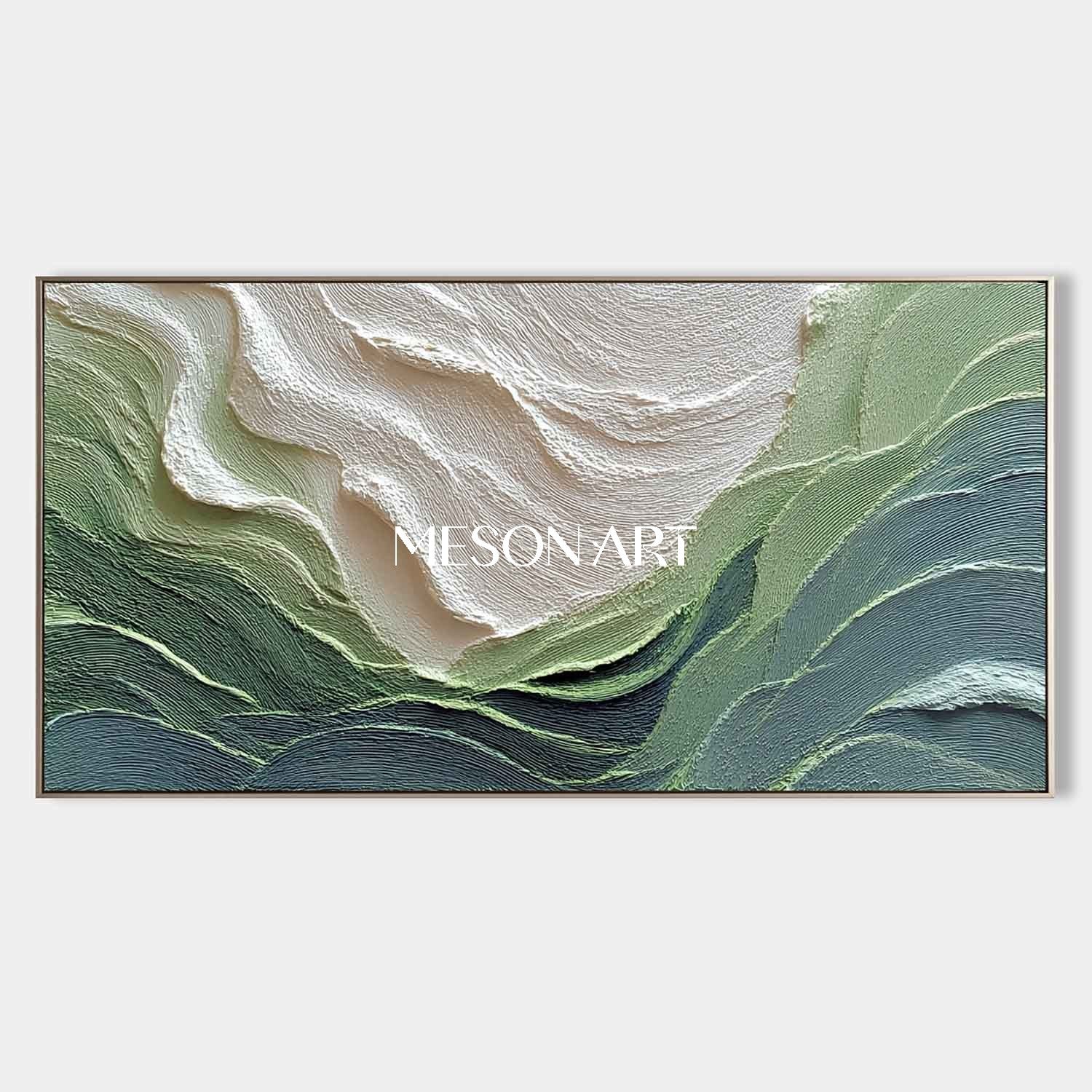 Large Green Landscape Texture Painting Green Landscape Canvas Wall Art for Living Room