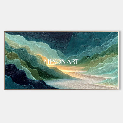 3D Large Living Room Green Abstract Landscape Canvas Wall Art for Sale