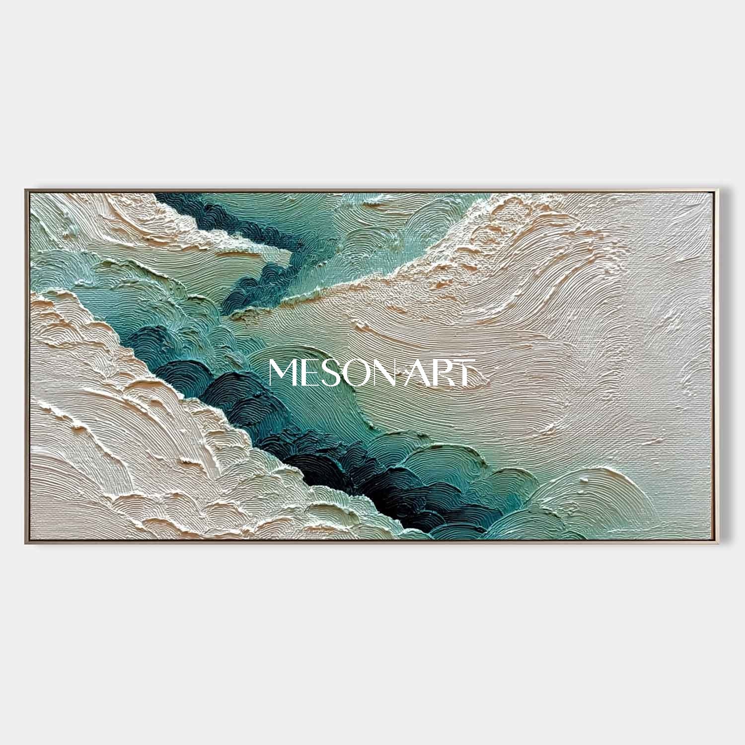 White and Green Abstract Texture Canvas Art for Living Room Decor Modern Wall Decor for Sale