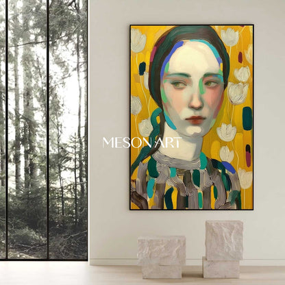 Yellow Modern Portrait Framed Canvas Oversized Living Room On Sale