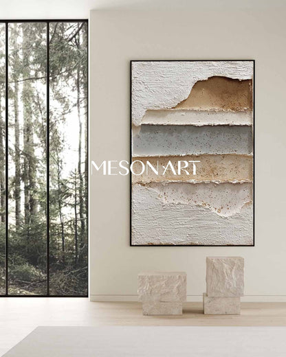 Large 3D Minimalist Texture Painting White Abstract Texture Canvas Art White Minimalist Wall Art