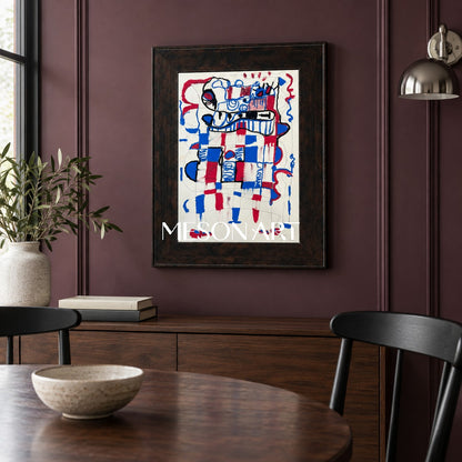 Red And Blue Figurative Abstract Portrait Modern Artwork Original Painting By Mesonart