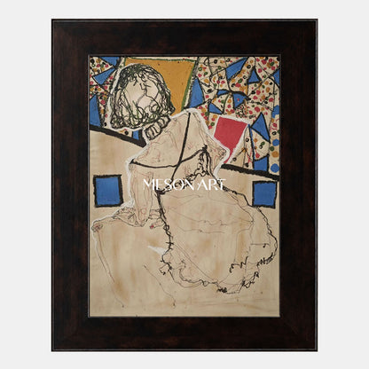 Modern Abstract Figure Painting With Geometric Patterns For Contemporary Living Spaces