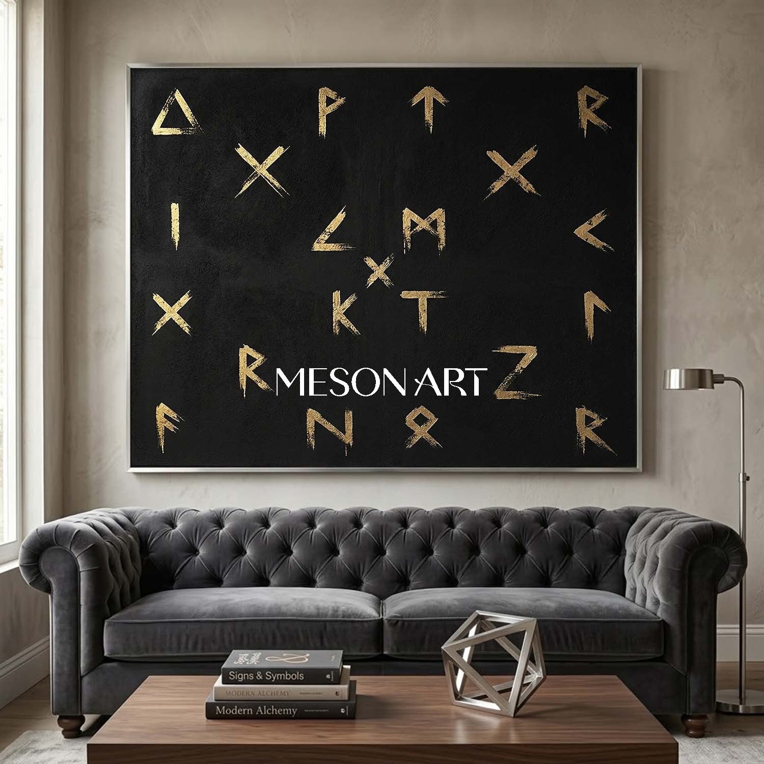 Modern Large Black Symbol Luxury Wall Art Custom Entryway Oil Painting