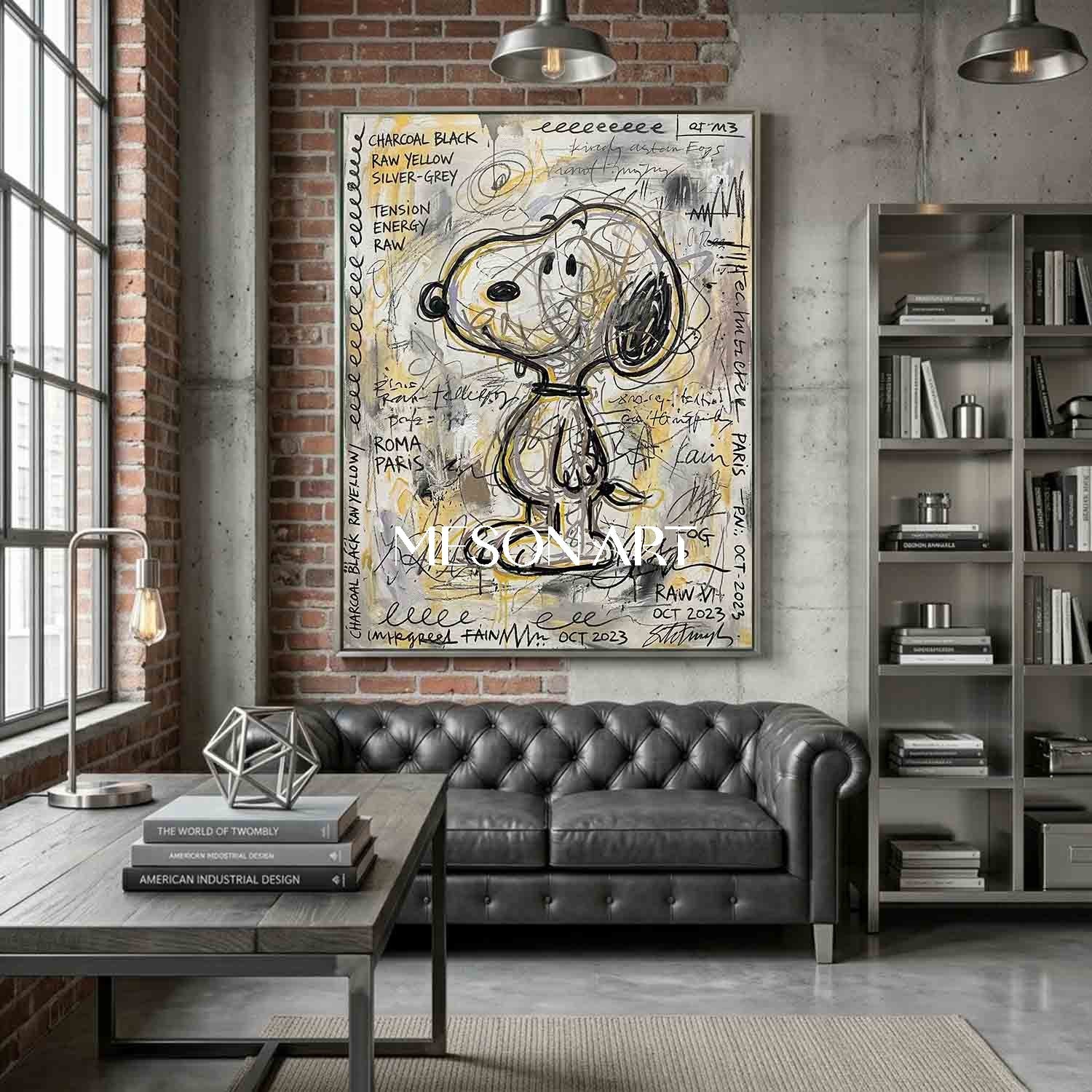 Graffiti Statement Snoopy Canvas Painting Large Office Luxury Decor
