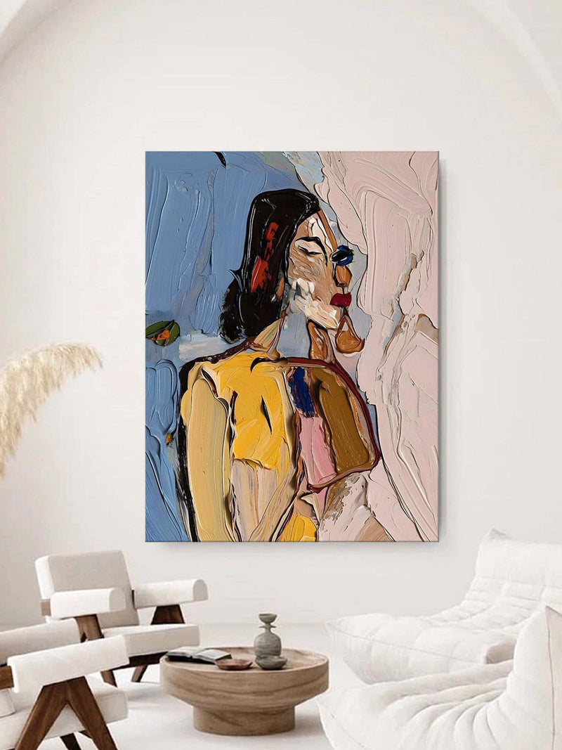 Thick Abstract Woman Canvas Oil Painting Abstract Woman Textured Art Palette Knife Figure Painting