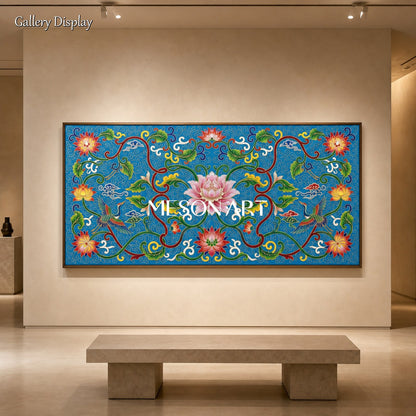 Blue And Green Islamic Arabesque Art Original Artist Panoramic Wall Decor By Mesonart
