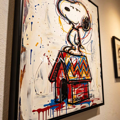 Abstract Snoopy Art Print With Bold Colors For Modern Living Room Decor