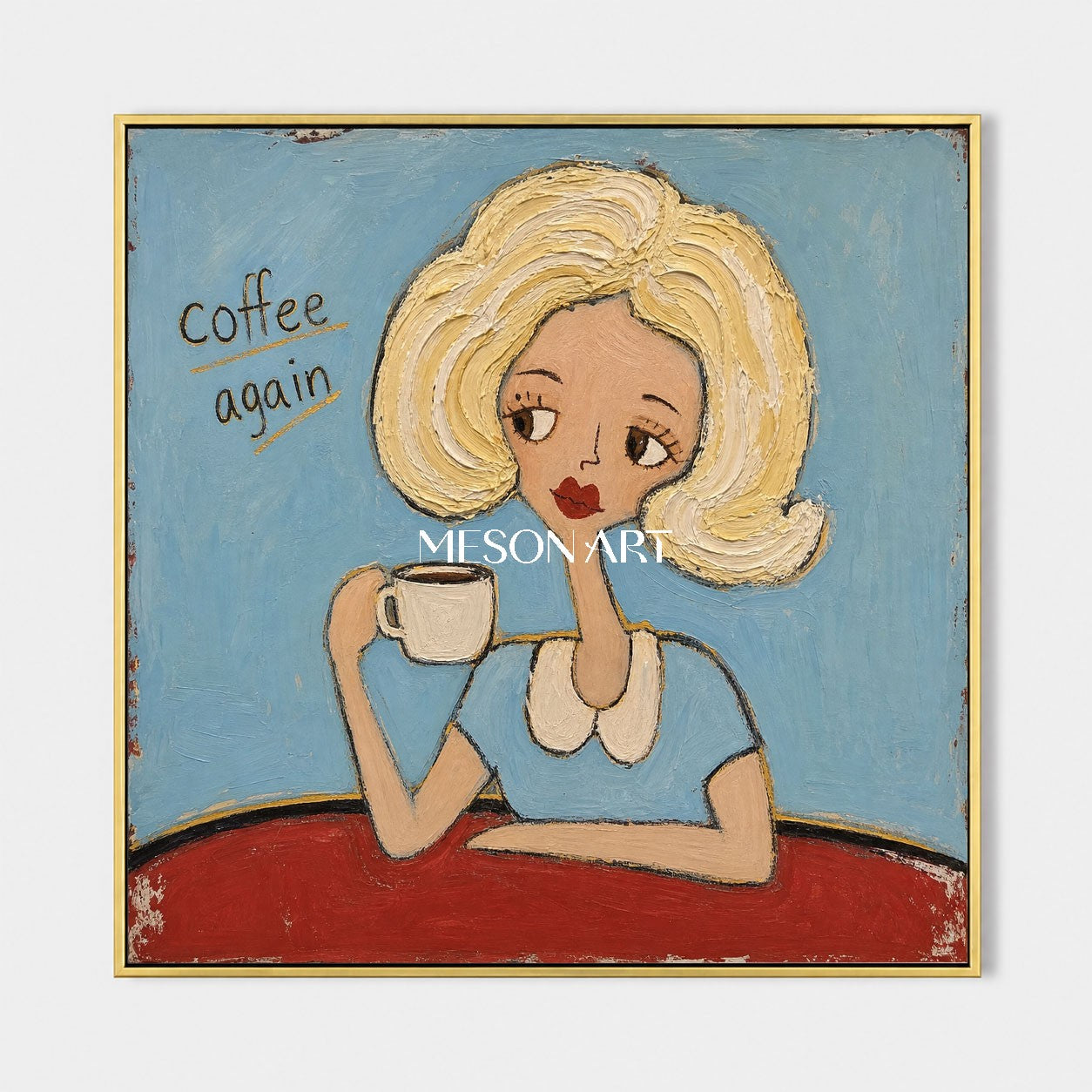 Stylish Coffee Girl Pop Art Painting For Modern Kitchen Wall Decor