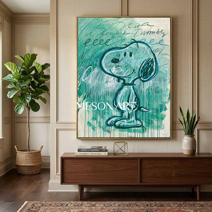 Large Abstract Textured Cartoon Fine Art One of a Kind Wall Decor