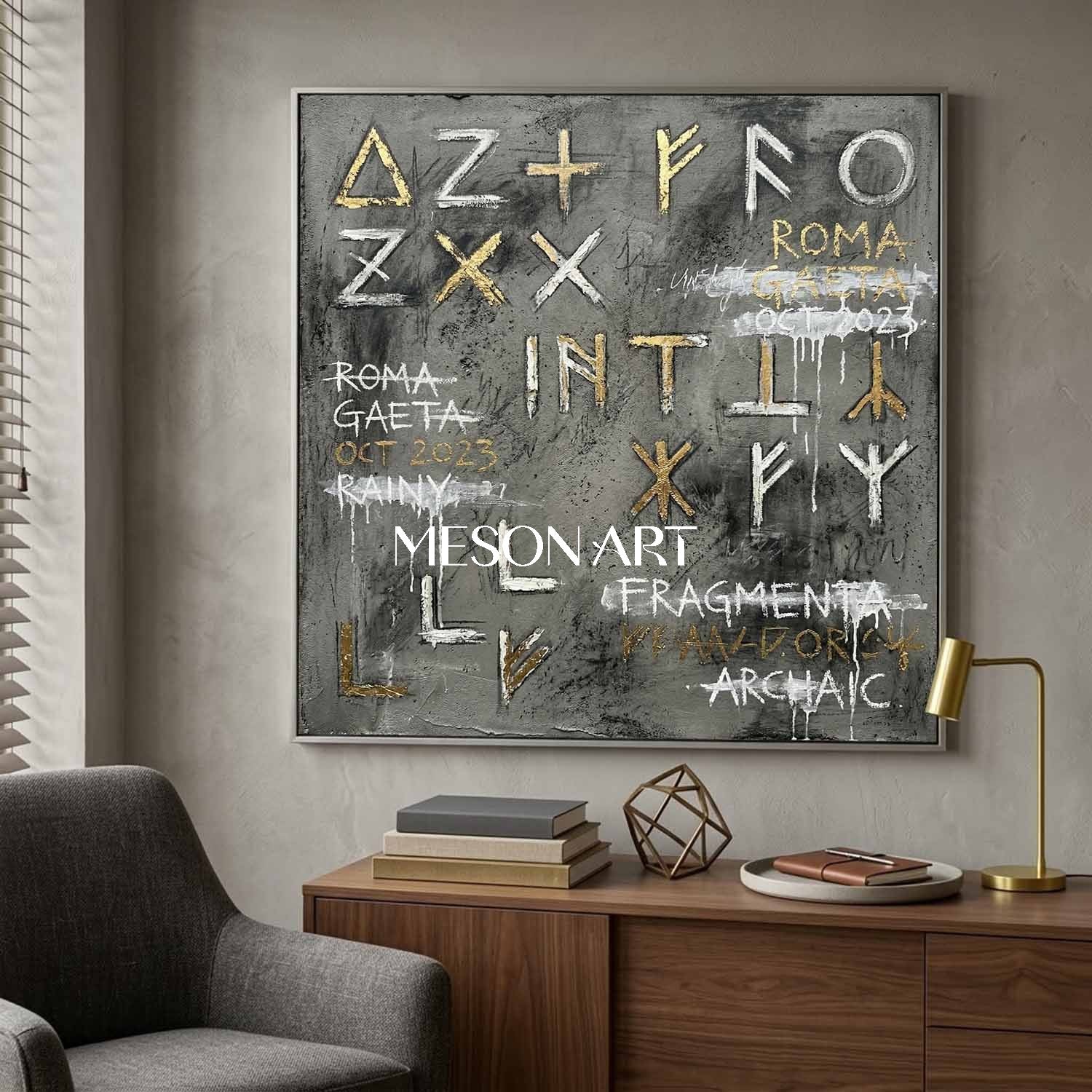 Big Modern Abstract Script Painting Industrial Villa Art Office Decor