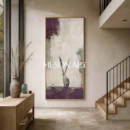 Minimalist Rabbit Painting Abstract Wall Art For Living Room And Bedroom Decor