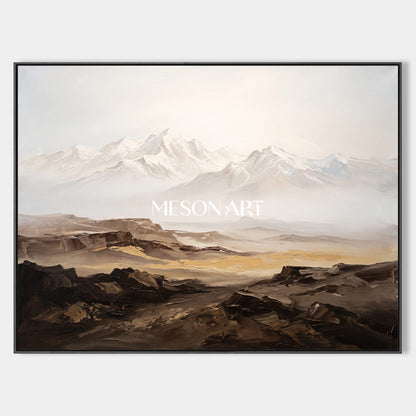 Beige And Brown Abstract Painting Rectangular Wall Art For Living Room Original Artist By Mesonart