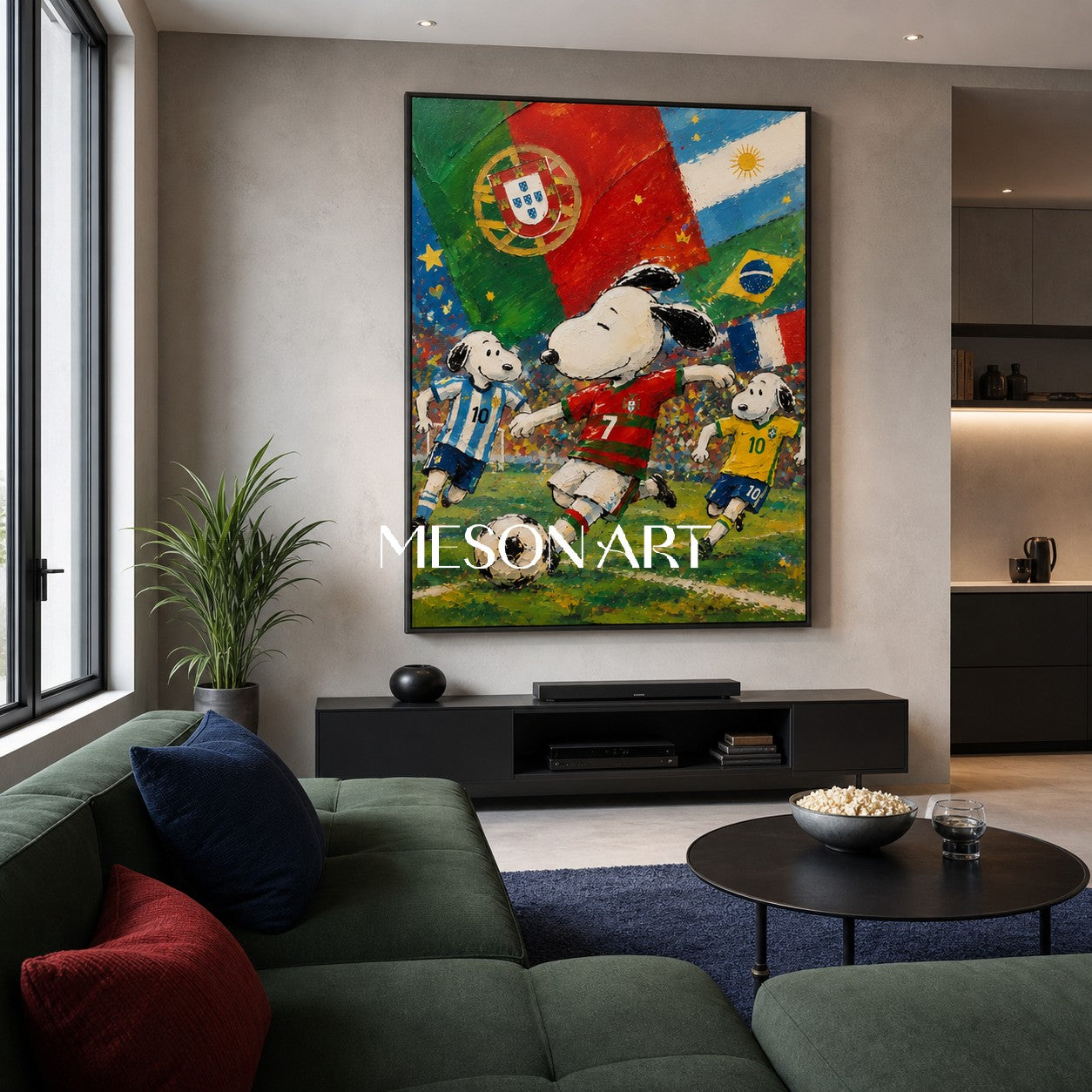 Snoopy World Cup Soccer Painting Vibrant Graffiti Style Art For Kids Room