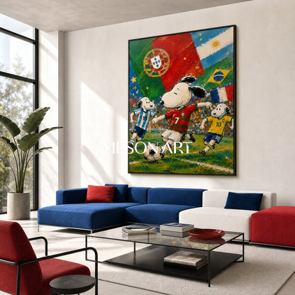 Snoopy World Cup Soccer Painting Vibrant Graffiti Style Art For Kids Room