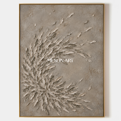 Beige And Gray Organic Minimalism Wall Art Rectangular For Living Room By Mesonart