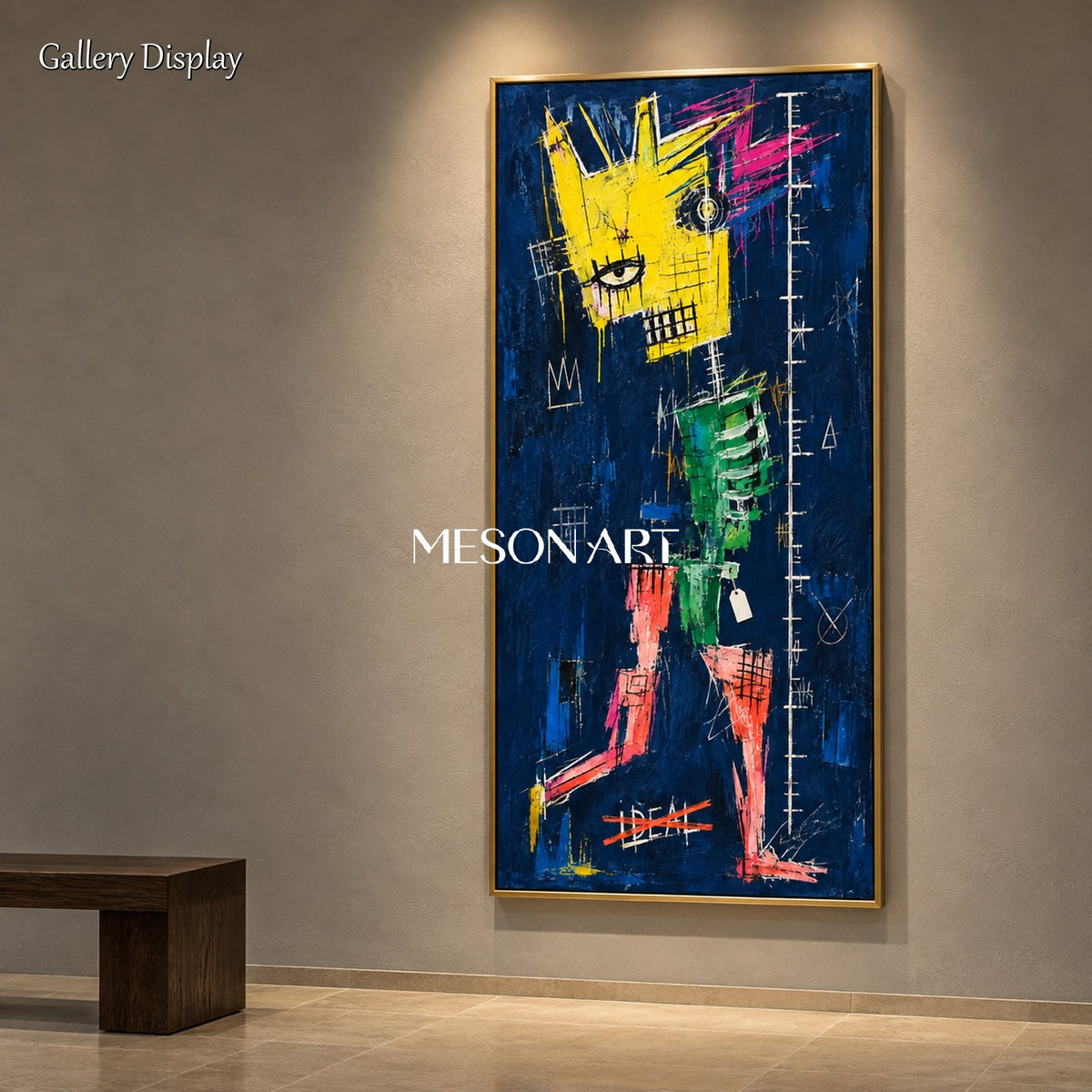 Blue And Yellow Abstract Graffiti Painting Original Artist Panoramic Wall Art For Living Room By Mesonart