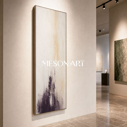 Abstract Beige And Black Minimalist Painting For Narrow Hallway Entryway Wall Art