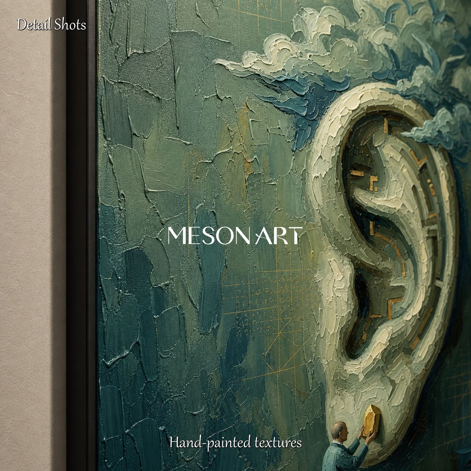 Surrealist Ear Painting With Textured Relief For Sophisticated Home Office Decor