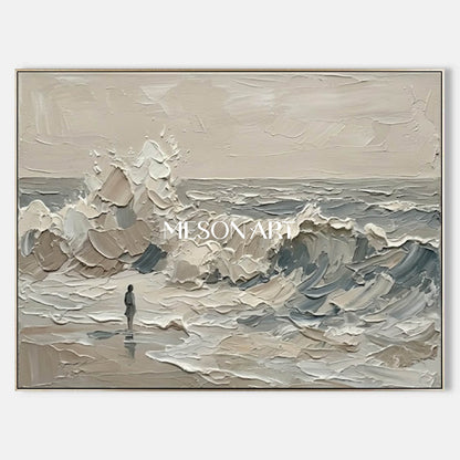 Minimalist Ocean Abstract Art With Textured Relief For Modern Living Room And Bedroom Decor