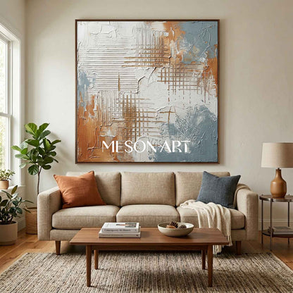 3D Plaster Relief Abstract Texture Oil Painting for Modern Interiors