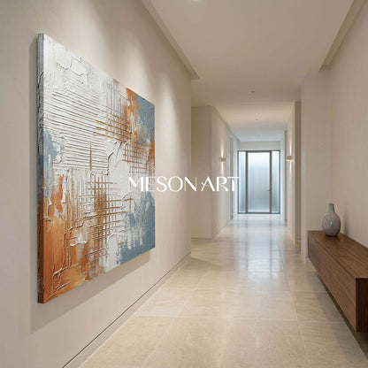 3D Plaster Relief Abstract Texture Oil Painting for Modern Interiors