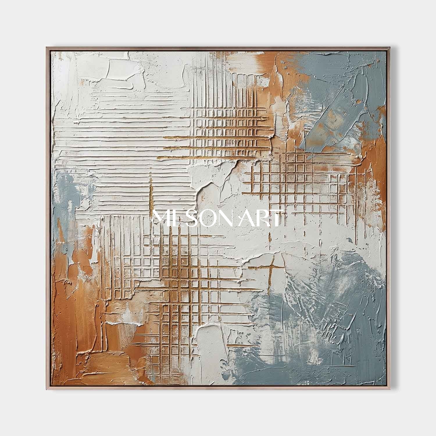 3D Plaster Relief Abstract Texture Oil Painting for Modern Interiors