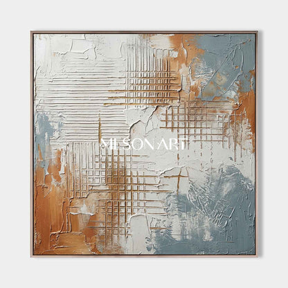 3D Plaster Relief Abstract Texture Oil Painting for Modern Interiors