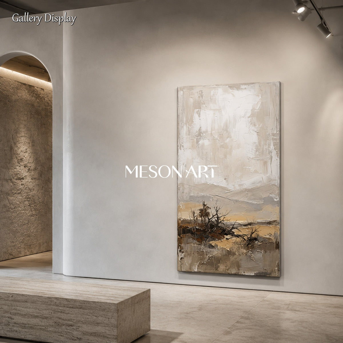 Beige And Brown Abstract Painting Large Neutral Wall Art Panoramic Original Artist Hand Painted By Mesonart
