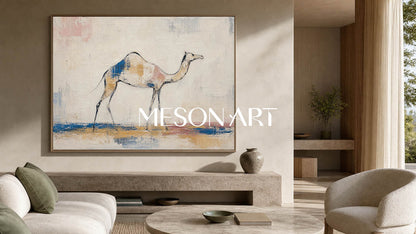 Minimalist Camel Painting Abstract Canvas Wall Art For Modern Living Room Decor